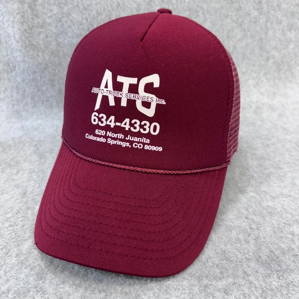 ATS Auto-Truck Services Mens Maroon Vintage Trucker Hat Snapback Colorado OSFA